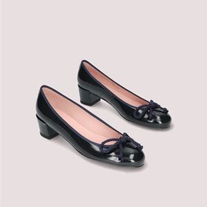 Pretty Ballerinas navy patent heeled ballerinas. Size 8